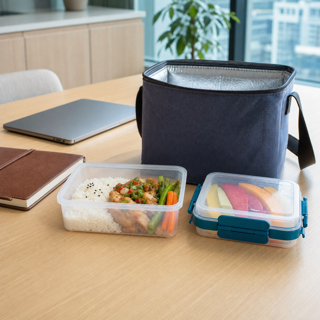 Rectangle Starter Set: Packed office lunch with a main meal and fruit — image 2 of 10