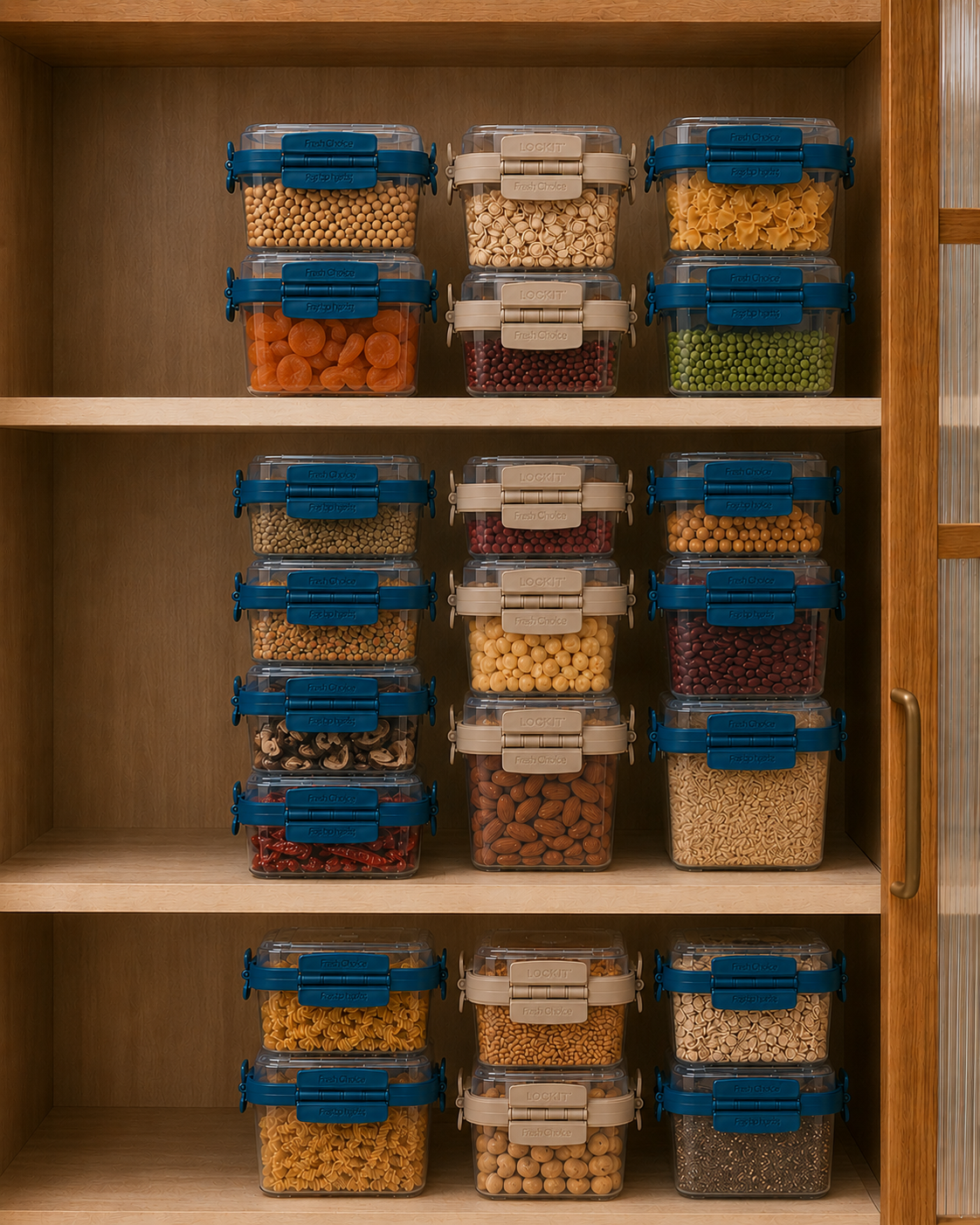 Pantry organised with modular containers